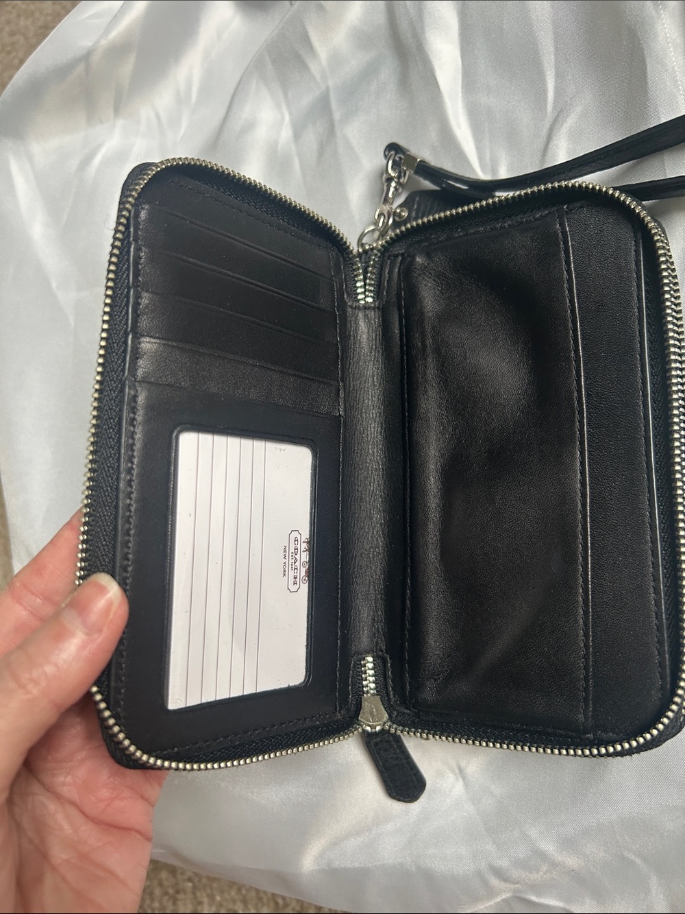 Coach Black Pebbled Leather Double Zip Wristlet - Picture 3 of 5